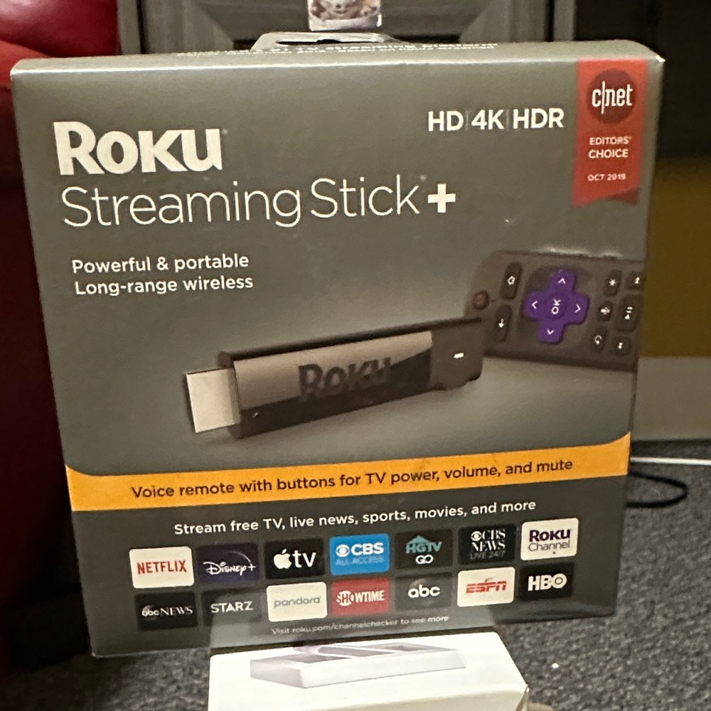 Roku Streaming Stick+ with Black and Purple Remote